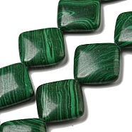 Synthetic Malachite Beads Strands, Rhombus, 24.5~25x24.5~25x6mm, Hole: 1mm, about 16pcs/strand, 15.43''(39.2cm)(G-B071-B01-01)