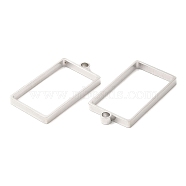 304 Stainless Steel Open Back Bezel Rectangle Pendants, For DIY UV Resin, Epoxy Resin, Pressed Flower Jewelry, Stainless Steel Color, 31x17x3mm, Hole: 2.2mm, Inner Diameter: 26x15mm(STAS-Z040-06A-P)