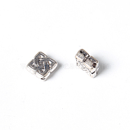 Tibetan Style Alloy Beads, Lead Free & Nickel Free & Cadmium Free, Rhombus, Antique Silver, about 7mm in diameter, 4mm thick, hole: 1mm(LF0867Y-NF)