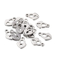 201 Stainless Steel Charms, Hollow, Laser Cut, Heart Lock, Stainless Steel Color, 10x6.5x0.8mm, Hole: 1.2mm(STAS-F255-026P)