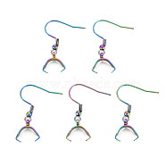 Rainbow Color 304 Stainless Steel Earring Hooks, with Ice Pick Pinch Bails, 30mm, 21 Gauge, Pin: 0.7mm(STAS-N098-023)