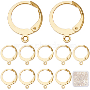 120Pcs 304 Stainless Steel Leverback Earring Findings, with Loops, Real 18K Gold Plated, 14.5x12x2mm, Hole: 1.2mm, Pin: 0.6mm(STAS-SC0006-28G)