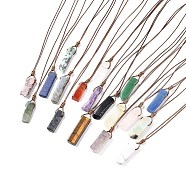 Natural Mixed Gemstone Nugget Pendant Necklace with Waxed Cord for Women, 33.86~38.98 inch(86~99cm)(NJEW-F306-01)