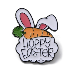 Alloy Rabbit Enamel Pins, Happy Easter Brooch for Easter Gift, Rabbit, 30x24.5x1.5mm(JEWB-R021-02B)