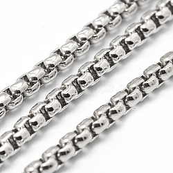 Brass Venetian Chains, Lead Free & Nickel Free & Cadmium Free, Long-Lasting Plated, Platinum, 2.5x2.5mm(CHC-P0006-01B-P-NR)