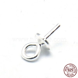 925 Sterling Silver Pendant Bails, for Half Drilled Beads, Silver, 6.5x3mm, Hole: 1mm, Pin: 0.7mm(STER-A011-13)