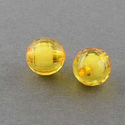 Transparent Acrylic Beads, Bead in Bead, Faceted, Round, Goldenrod, 10mm, Hole: 2mm, about 1040pcs/500g(TACR-S086-10mm-07)