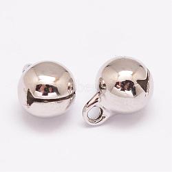 Brass Small Bell Charms, Cadmium Free & Nickel Free & Lead Free, Real Platinum Plated, 11x8mm, Hole: 2mm(KK-P046-01P-8mm-NR)