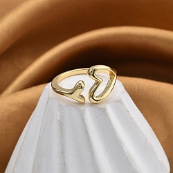 Rack Plating Brass Cuff Finger Rings for Women, Long-Lasting Plated, Heart, Real 18K Gold Plated, Inner Diameter: 17.5mm(RJEW-M028-37G)