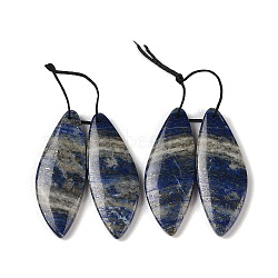 2Pcs Natural Lapis Lazuli Pendants, Gems Charms, Wing, 38x14x4mm, Hole: 1mm(G-A228-02D)