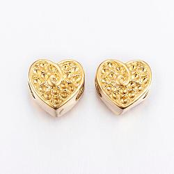 Ion Plating(IP) 304 Stainless Steel European Beads Rhinestone Settings, Heart, Golden, 10.5x11.5x10mm, Hole: 5mm, Fit for 1mm Rhinestone(STAS-H367-34G)