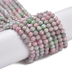 Faceted Electroplated Glass Beads Strands, AB Color Plated, Rondelle, Flamingo, 4x3mm, Hole: 0.9mm, about 112pcs/strand, 16.14''(41cm)(X-GLAA-C023-02-C17)