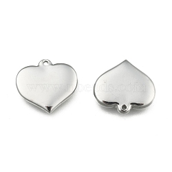 Tarnish Resistant 304 Stainless Steel Stamping Blank Tag Heart Pendants, Stainless Steel Color, 16x17.5x3mm, Hole: 1mm(STAS-R063-02)