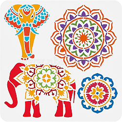 PET Hollow Out Drawing Painting Stencils, for DIY Scrapbook, Photo Album, Elephant Pattern, 300x300mm(DIY-WH0418-0020)