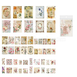 100Pcs Retro Scrapbook Paper, Collage Creative Journal Decoration Backgroud Sheets, Flower, 70~130x30~90mm, 100pcs/set(PW-WGC0176-01)