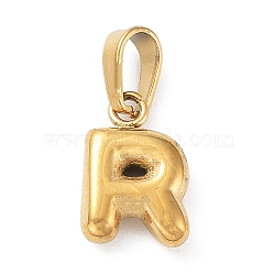316L Surgical Stainless Steel Charms, Letter Charm, Golden, Letter R, 10x6.5x2.5mm, Hole: 2.5x4.5mm(STAS-G315-01G-R)