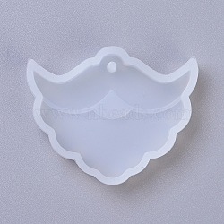 Pendant Silicone Molds, Resin Casting Molds, For UV Resin, Epoxy Resin Jewelry Making, Christmas Mustache, White, 39x49x8mm, Hole: 2.5mm(DIY-G010-12)