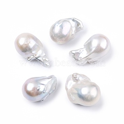 Natural Baroque Keshi Pearl Beads, Freshwater Pearl Beads, No Hole, Nuggets, Seashell Color, 26~32x17.5~21.5x17mm(PEAR-N020-J13)