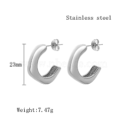 Non-Tarnish Stainless Steel Stud Earrings for Women, Half Hoop Earring, Stainless Steel Color, 23mm(QX9021-13)