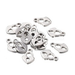 Non-Tarnish 201 Stainless Steel Charms, Hollow, Laser Cut, Heart Lock, Stainless Steel Color, 10x6.5x0.8mm, Hole: 1.2mm(STAS-F255-026P)