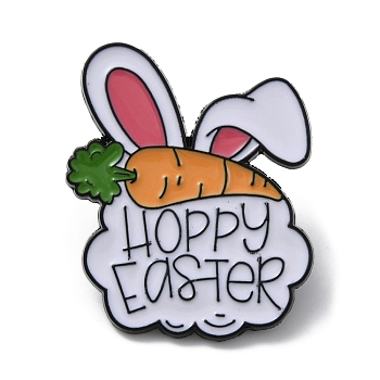 Alloy Rabbit Enamel Pins, Happy Easter Brooch for Easter Gift, Rabbit, 30x24.5x1.5mm