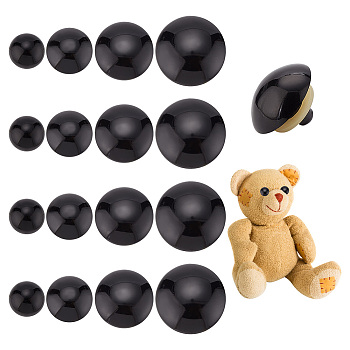 Elite 4 Styles Craft Plastic & Resin Doll Eyes, Safety Eyes, Half Round, Black, 30~59mm