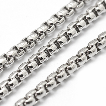 Brass Venetian Chains, Lead Free & Nickel Free & Cadmium Free, Real Platinum Plated, 2.5x2.5mm