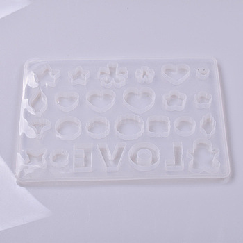 Silicone Molds, Resin Casting Molds, For UV Resin, Epoxy Resin Jewelry Making, Mixed Shapes & Word Love, White, 197x252mm