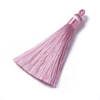 Polyester Tassel Pendants, Pink, 78~82x8mm, Hole: 2~4mm