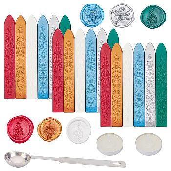 CRASPIRE DIY Stamp Making Kits, Including Sealing Wax Particles, Stainless Steel Spoon, Candle, Mixed Color, Sealing Wax Particles: 18pcs