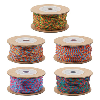 Pandahall 5 Rolls 5 Colors Cotton Cord, Braided Rope, with Paper Reel, for Wall Hanging, Crafts, Gift Wrapping, Mixed Color, 1mm, about 32.81 Yards(30m)/Roll, 1 roll/color