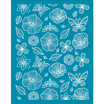 Silk Screen Printing Stencil, for Painting on Wood, DIY Decoration T-Shirt Fabric, Flower, 100x127mm