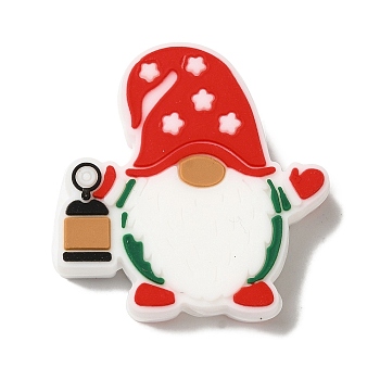 Christmas series Silicone Beads, White, Santa Claus, 31x29x7.5mm, Hole: 2mm