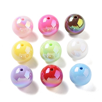 UV Plating Iridescent Acrylic Beads, AB Color, Round, Mixed Color, 19.5x19mm, Hole: 2.5mm