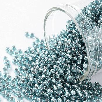 TOHO Round Seed Beads, Japanese Seed Beads, (285) Inside Color Aqua/Tin Lined, 11/0, 2.2mm, Hole: 0.8mm, about 1110pcs/10g