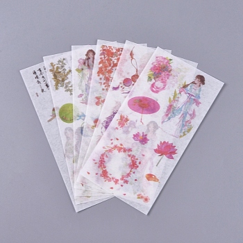 Cute Girl Theme Scrapbooking Stickers, Self Adhesive, for Diary, Album, Notebook, DIY Arts and Crafts, Calendars, Mixed Color, 16.1x8x0.01cm, 6sheets/set