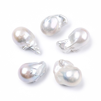 Natural Baroque Keshi Pearl Beads, Freshwater Pearl Beads, No Hole, Nuggets, Seashell Color, 26~32x17.5~21.5x17mm
