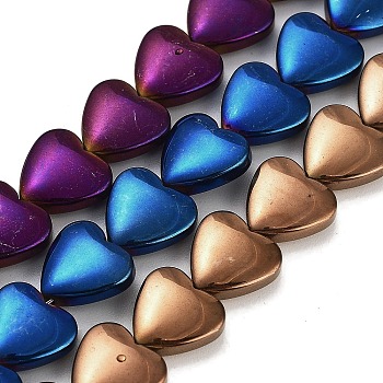 Synthetic Non-magnetic Hematite Beads Strands, Heart, Mixed Color, 10x10x3.5mm, Hole: 1mm, about 44pcs/strand, 15.79''(40.1cm)