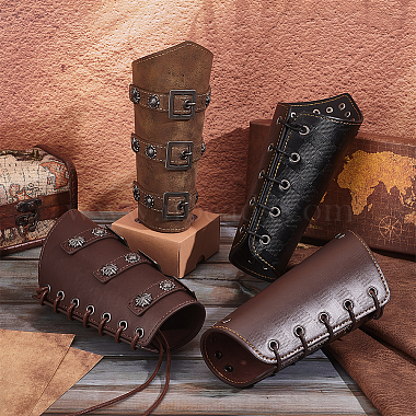 Tartan Pattern Imitation Leather Cuff Wristband for Bikers(AJEW-WH0258-937A)-5