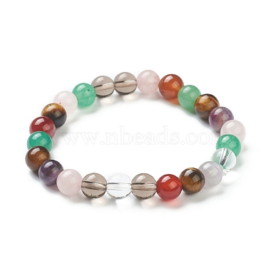 Natural Mixed Stone Beaded Stretch Bracelets(BJEW-A117-C-39)-2