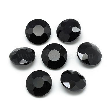 14mm Black Flat Round Glass Rhinestone Cabochons