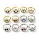 Clear Cubic Zirconia Horse Eye Adjustable Ring with Enamel(RJEW-I087-14)-1