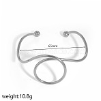 304 Stainless Steel Spiral Geometric Upper Arm Cuff Bangles for Women, Stainless Steel Color, Tarnish Free, Ring, Inner Diameter: 2.56 inch(6.5cm)(WG66983-04)