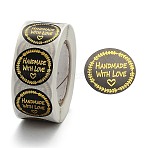 Handmade with Love Stickers, Self-Adhesive Paper Gift Tag Stickers, for Party, Decorative Presents, Word, 24.5mm, 500pcs/roll(DIY-E023-07L)