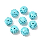 Synthetic Coral Dyed Carved Beads, Flower, Cyan, 13~14x8.5mm, Hole: 1.2mm(CORA-H004-02A)