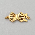 925 Sterling Silver Box Clasps, Bowknot, with Jump Ring, Golden, 8.5x20x2.5mm, Hole: 2mm(STER-WH0004-062G)