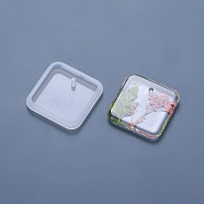 DIY Pendant Silicone Molds, Resin Casting Molds, Clay Craft Mold Tools, Square, White, 42x42x7.5mm, Hole: 3mm(DIY-P028-06)