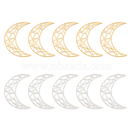 12Pcs 2 Colors 201 Stainless Steel Filigree Joiners Links, Crescent Moon, Mixed Color, 35x26x1mm, 6pcs/color(STAS-DC0014-36)