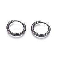 304 Stainless Steel Huggie Hoop Earrings, Hypoallergenic Earrings, with 316 Surgical Stainless Steel Pin, Electrophoresis Black, 10 Gauge, 17x2.5mm, Pin: 1mm, Inner Diameter: 12mm(EJEW-F111B-17mm-B)