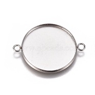304 Stainless Steel Cabochon Connector Settings, Plain Edge Bezel Cups, Flat Round, Stainless Steel Color, Tray: 25mm, 34x26.8x2mm, Hole: 2.2mm(X-STAS-G127-14-25mm-P)